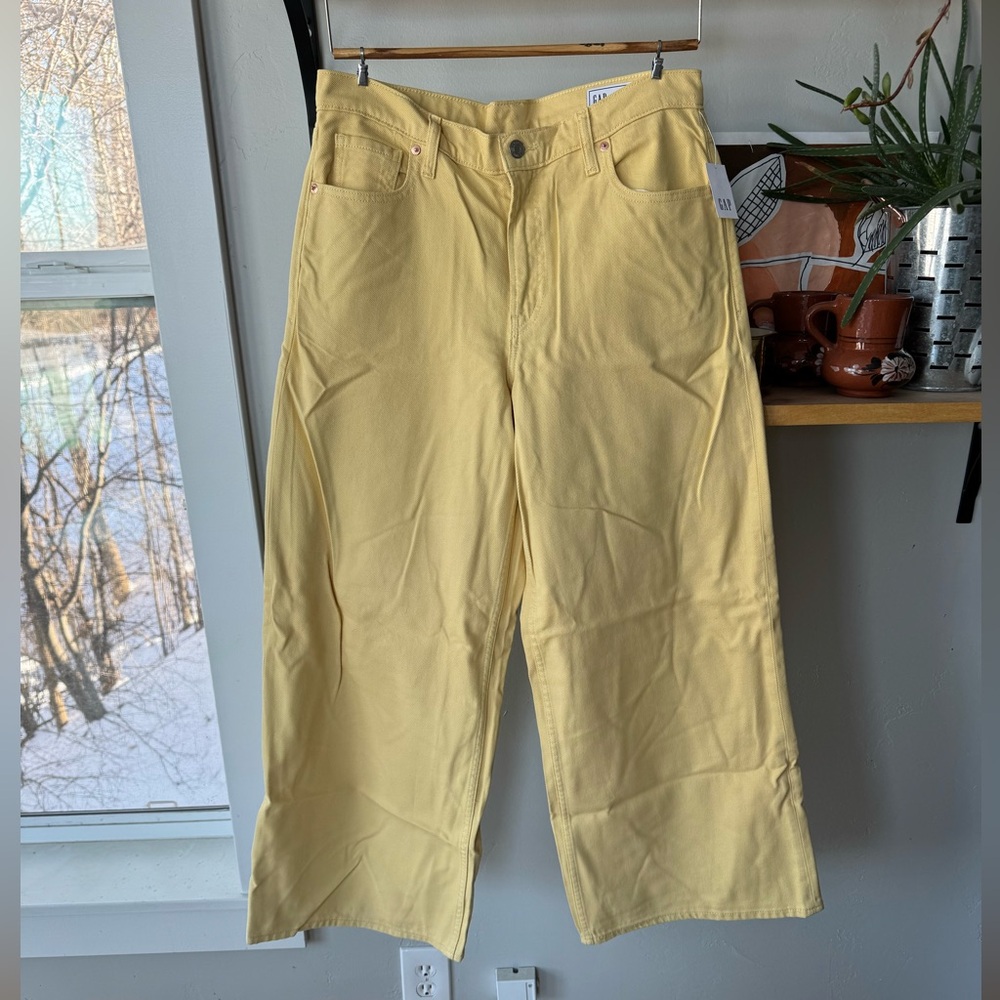 GAP Butter Yellow Baggy Mid Rise Wide Leg Jean in Ultrasoft Denim Sz 29 8 NEW - Picture 4 of 13